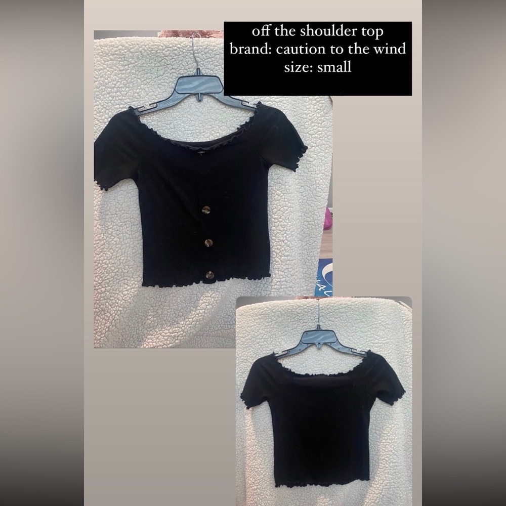 black crop top off the shoulder
